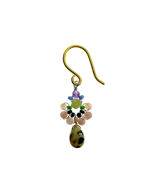 Boucle d’oreille en Laiton Doré et Pierre Semi-Précieuse P23