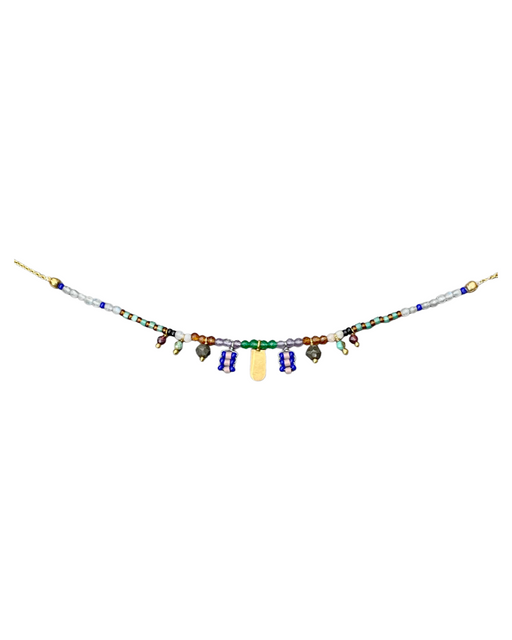 Collier en Laiton Doré et Pierre Semi-Précieuse LF87