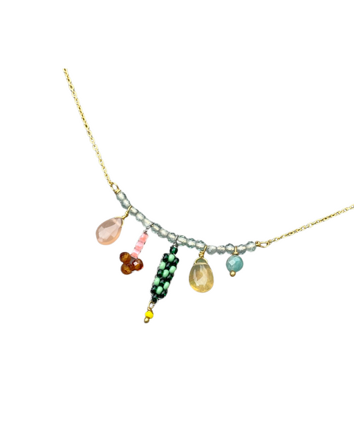 Collier  en Laiton Doré et Pierre Semi-Précieuse LF84