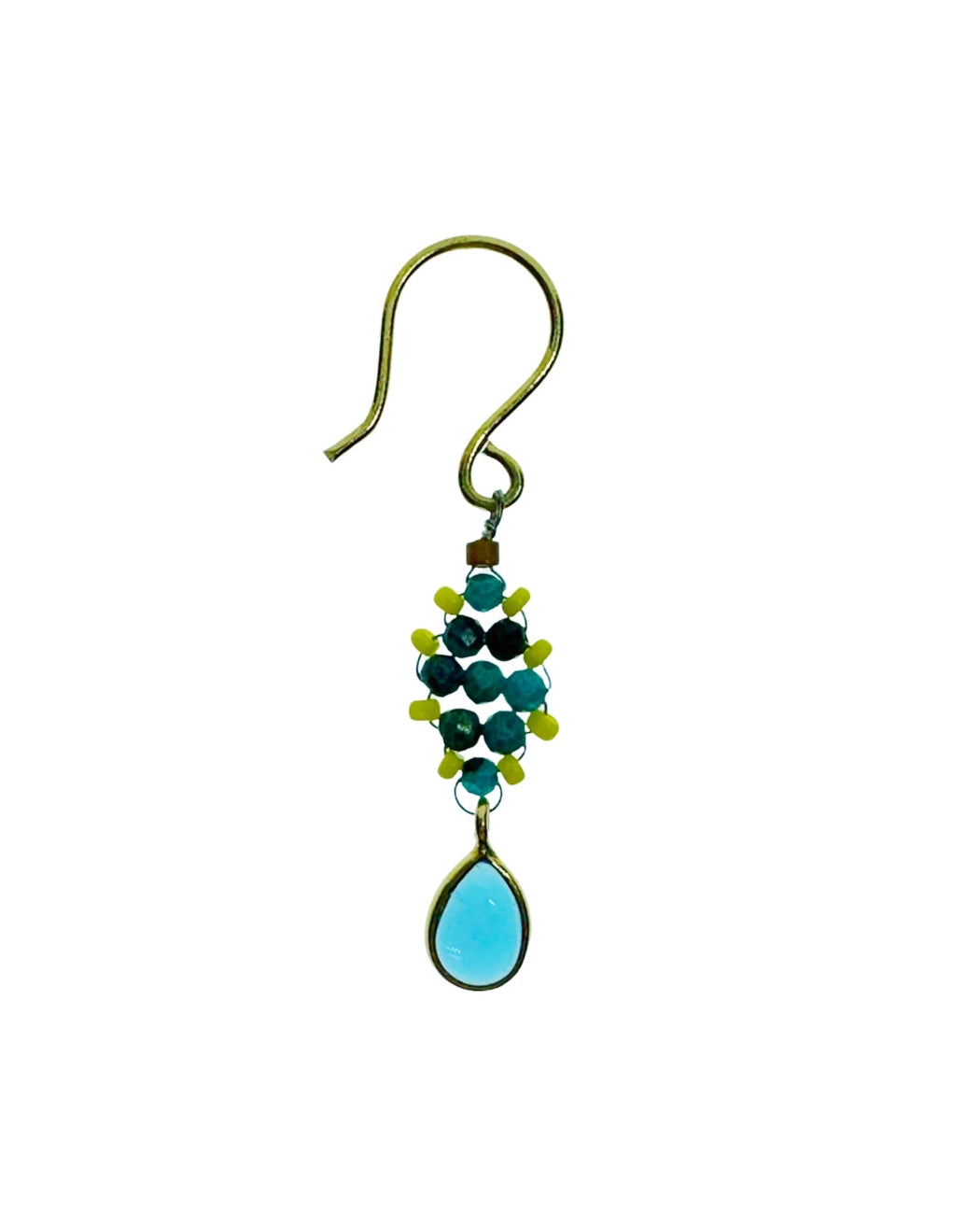 Boucles d'Oreille  en Laiton Doré et Pierre Semi-Précieuse FDC223