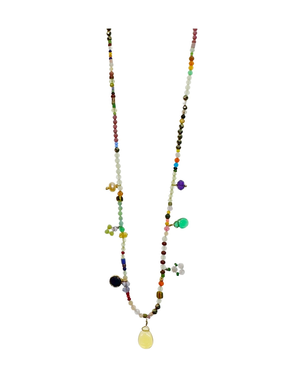 Collier en Laiton Doré et Pierre Semi-Précieuse A60