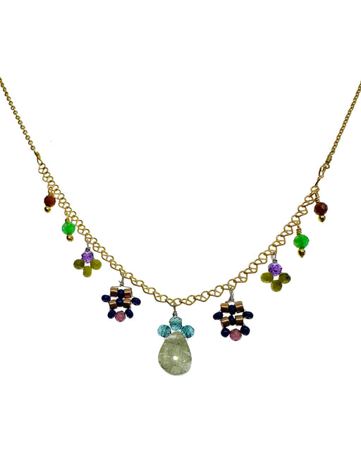 Collier en Laiton Doré et Pierre Semi-Précieuse N96