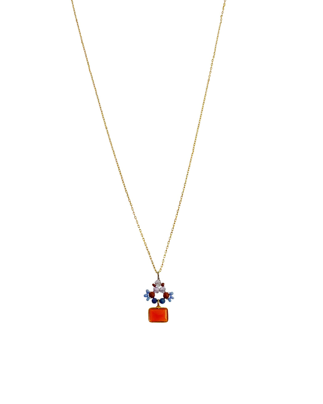 Collier en Laiton Doré et Pierre Semi-Précieuse P46