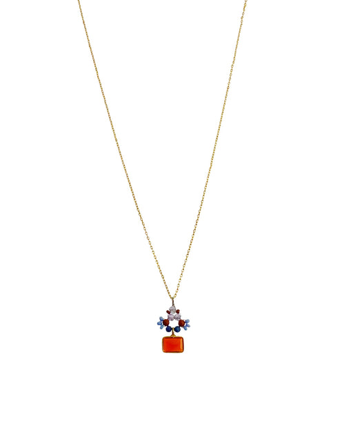 Collier en Laiton Doré et Pierre Semi-Précieuse P46