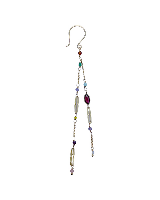 Boucles d'Oreille  en Laiton Doré et Pierre Semi-Précieuse LF73