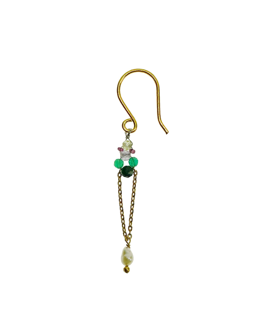 Boucles d’oreille en laiton doré et Pierre Semi-Précieuse N28