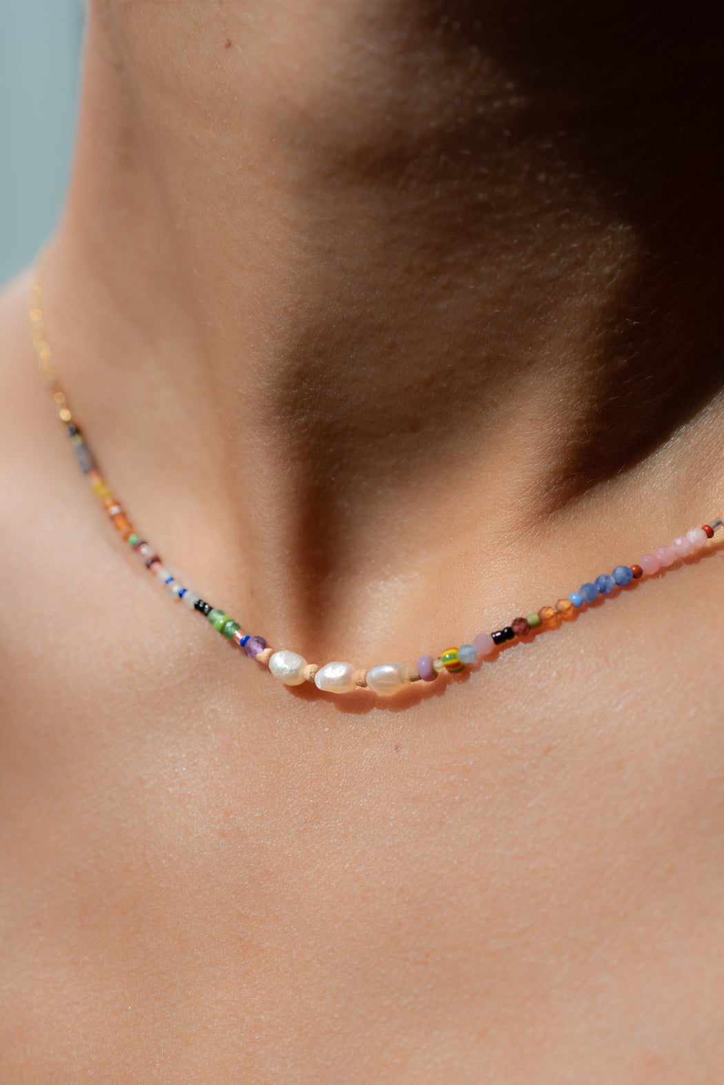 Collier en Laiton Doré et Pierre Semi-Précieuse P36