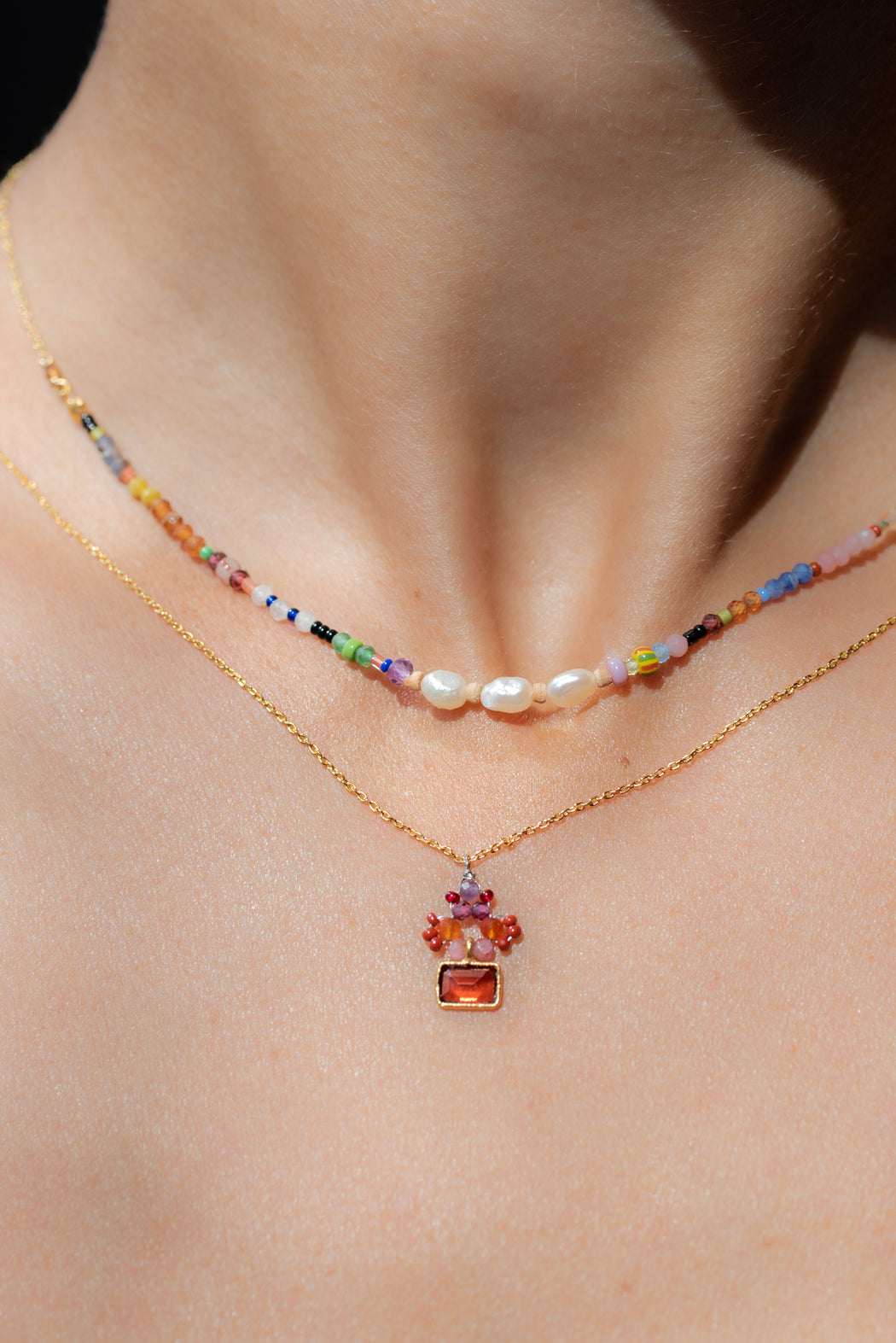 Collier en Laiton Doré et Pierre Semi-Précieuse P36
