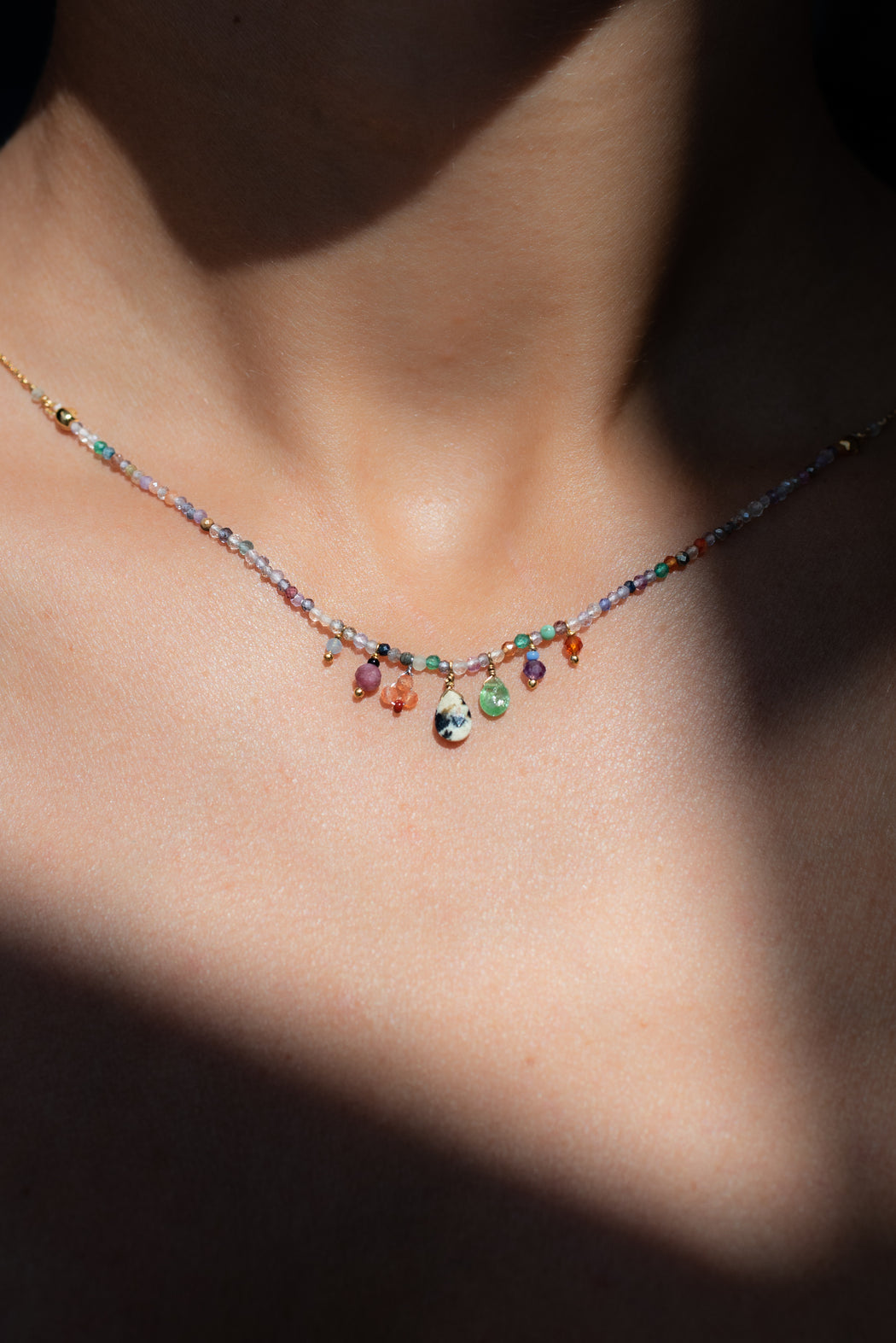 collier en Laiton Doré et Pierre Semi-Précieuse P32
