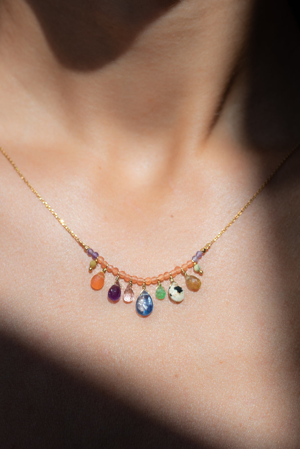 Collier en Laiton Doré et Pierre Semi-Précieuse P33