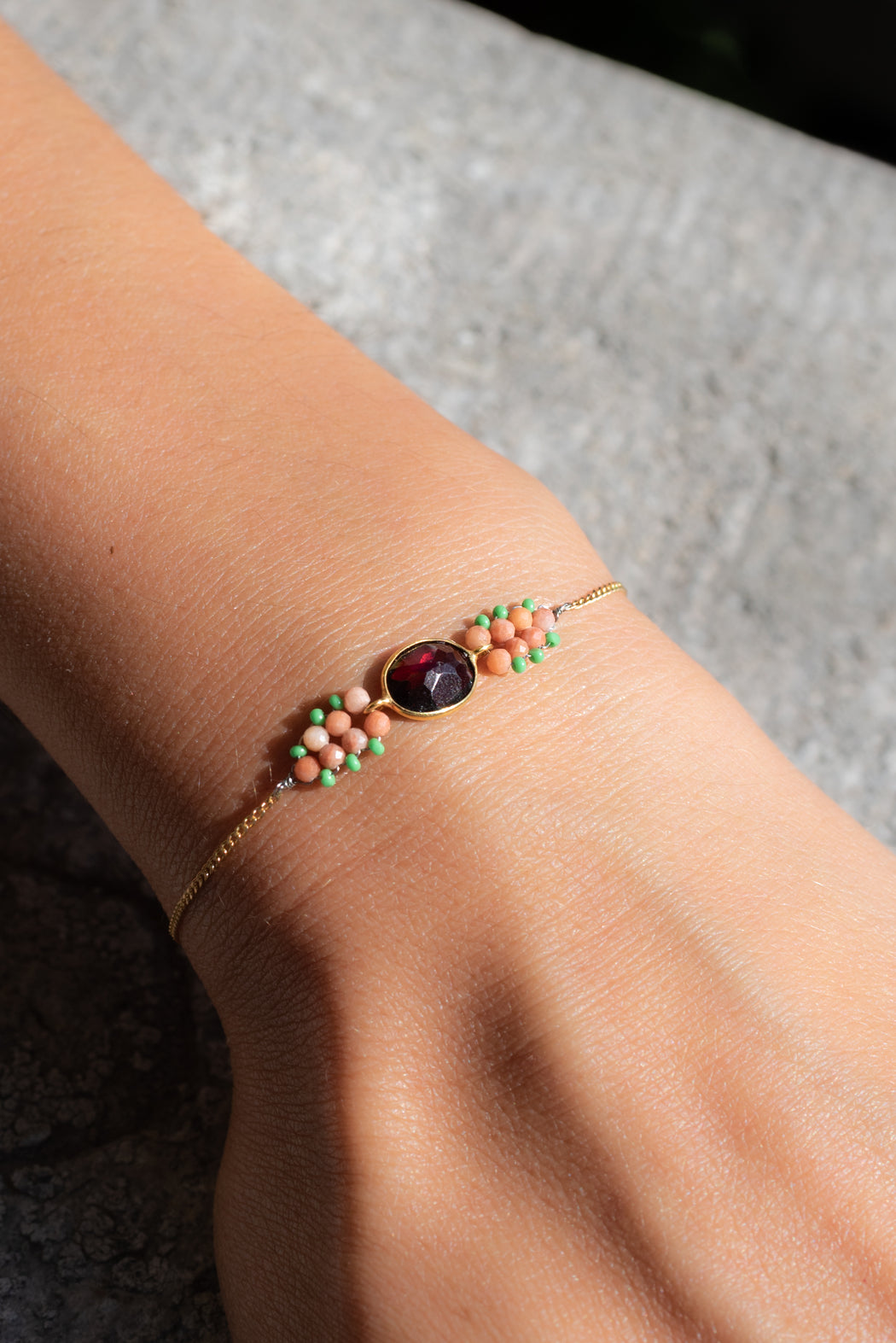Bracelet en Laiton Doré et Pierre Semi-Précieuse P31