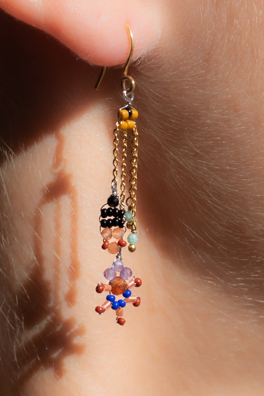 Boucle d’oreille en Laiton Doré et Pierre Semi-Précieuse P30
