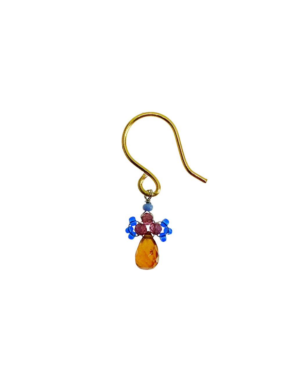 Boucles d’oreille asymétriques en laiton doré et Pierre Semi-Précieuse D5