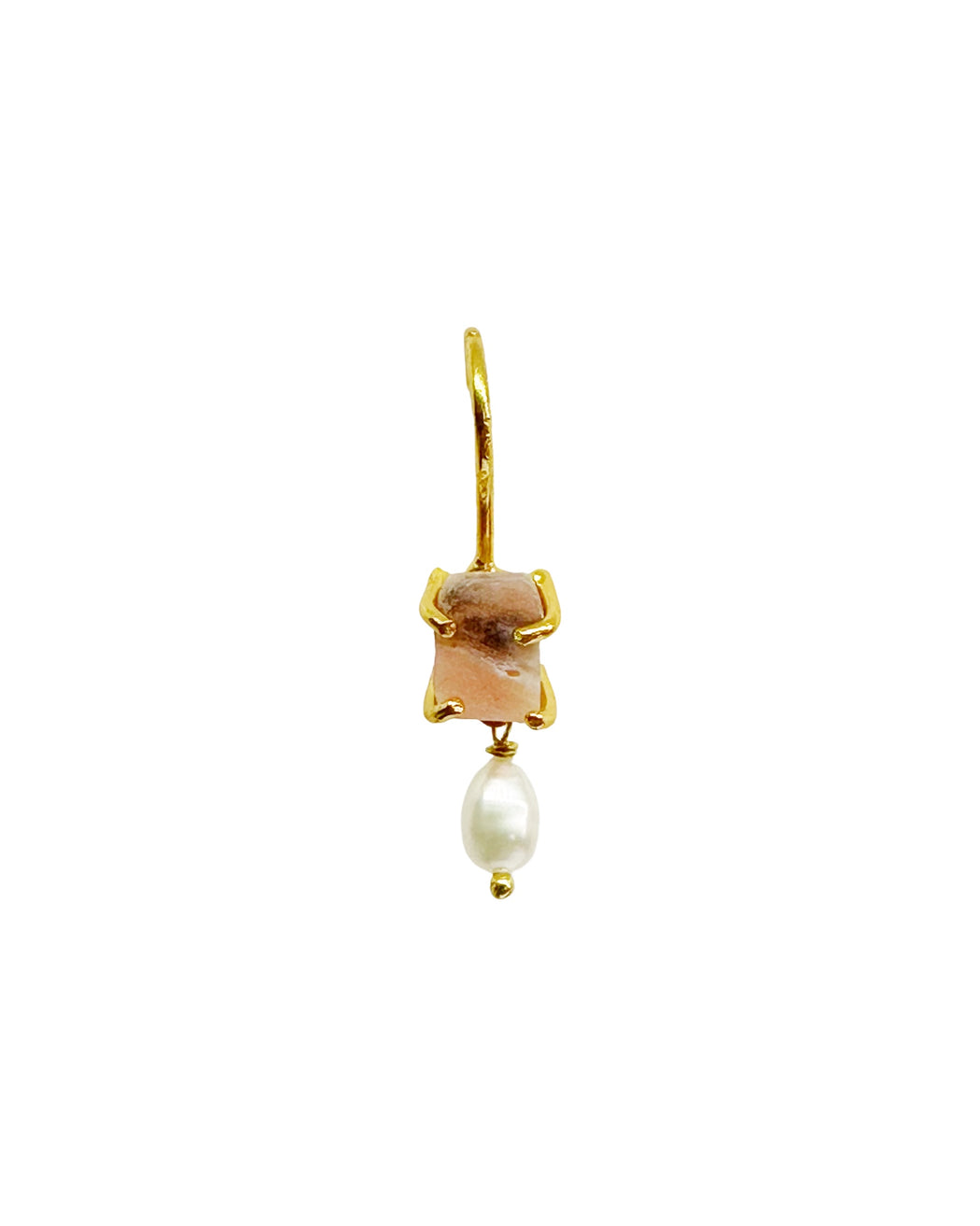 Boucles d’oreille asymétriques en laiton doré et Pierre Semi-Précieuse D18