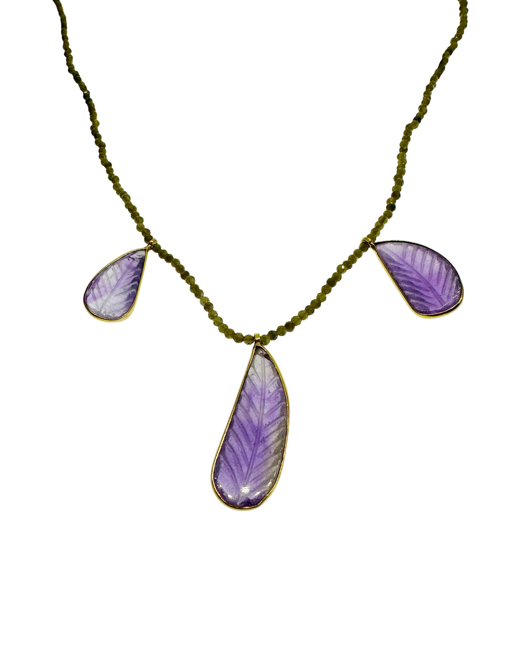 Collier en Laiton Doré et Pierre Semi-Précieuse N80