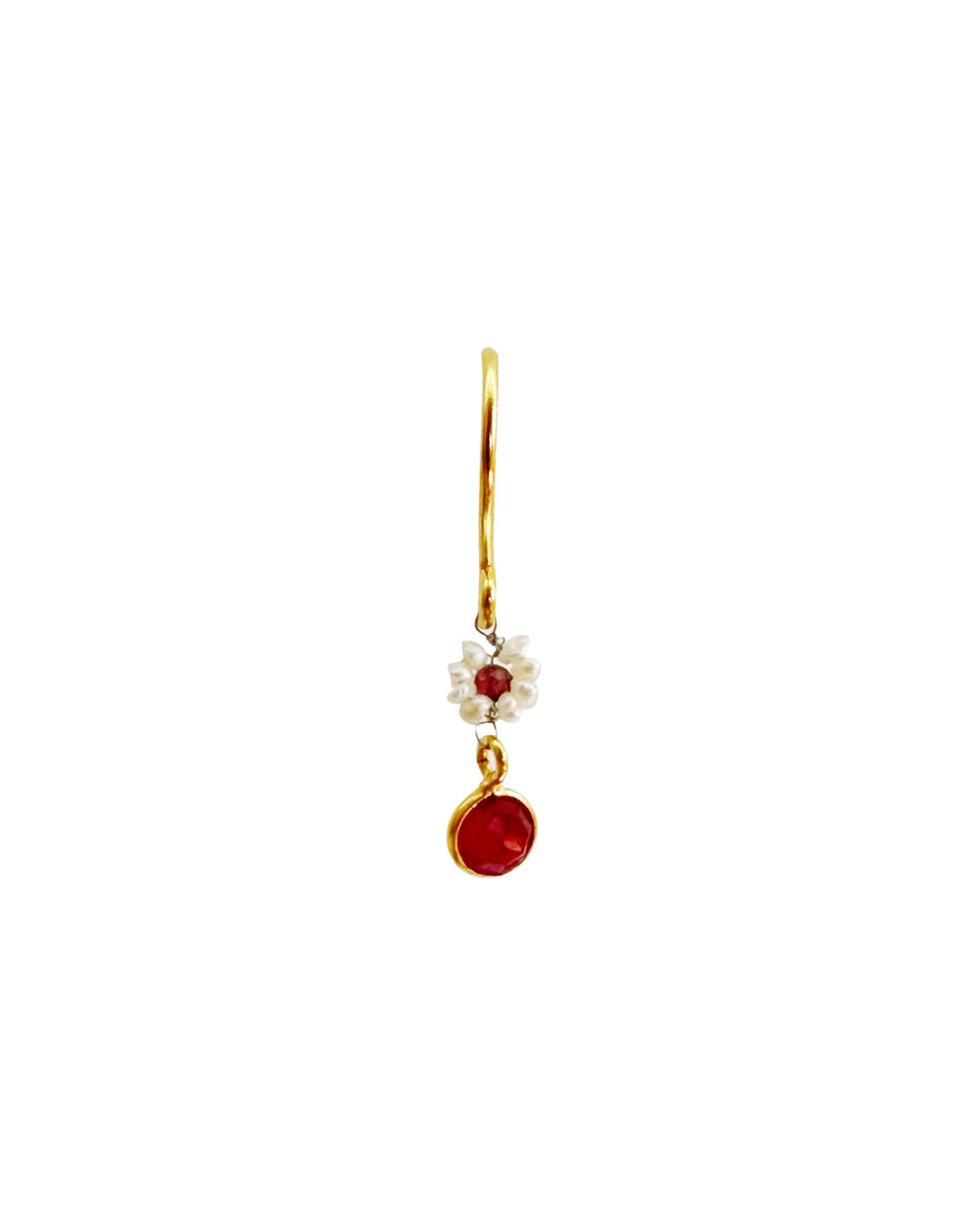 Boucles d’oreille asymétriques en laiton doré et Pierre Semi-Précieuse D7