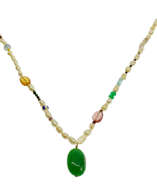 Collier en Laiton Doré et Pierre Semi-Précieuse PROTOPERLE