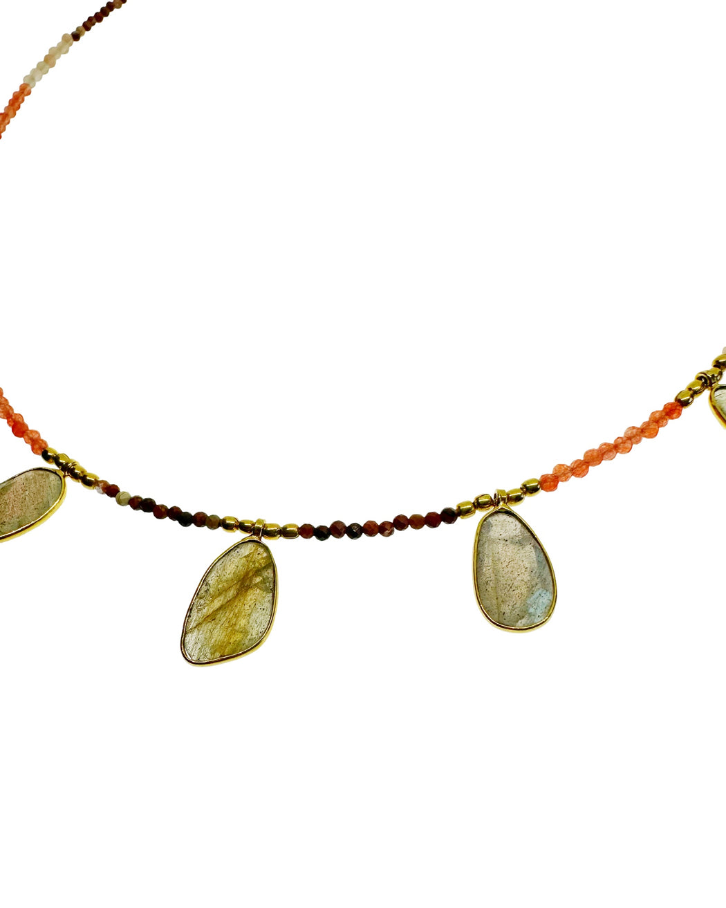 Collier en Laiton Doré et Pierre Semi-Précieuse N82