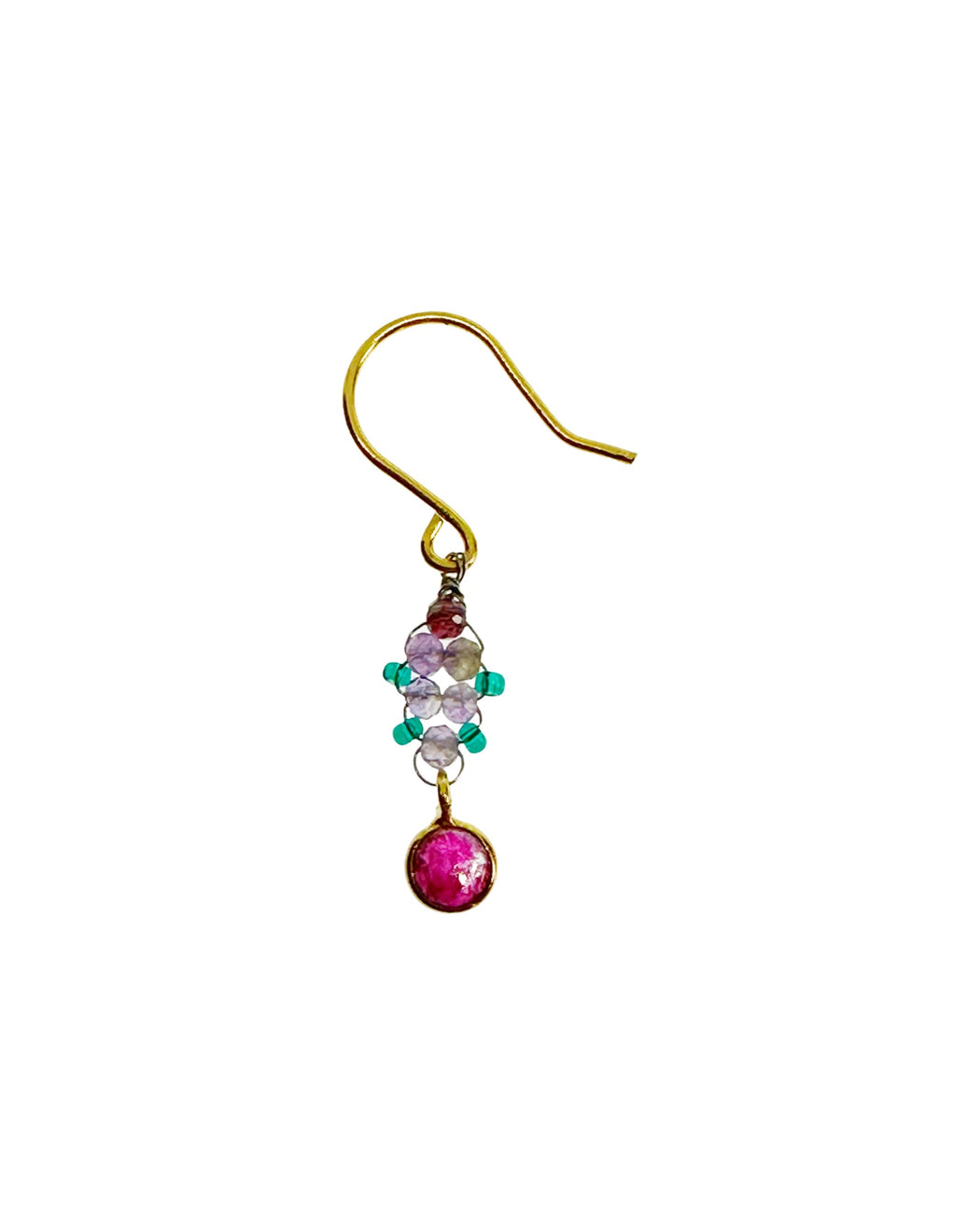 Boucle d’oreille en Laiton Doré et Pierre Semi-Précieuse ROSE20