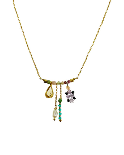 Collier en Laiton Doré et Pierre Semi-Précieuse  Z33