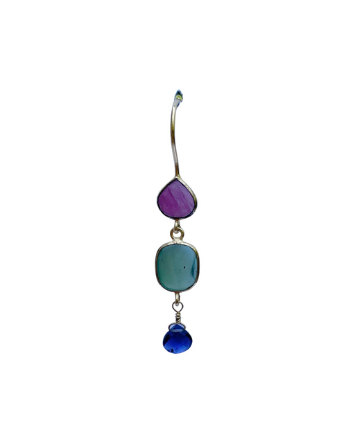 Boucles d'Oreille  en Laiton Doré et Pierre Semi-Précieuse LF59