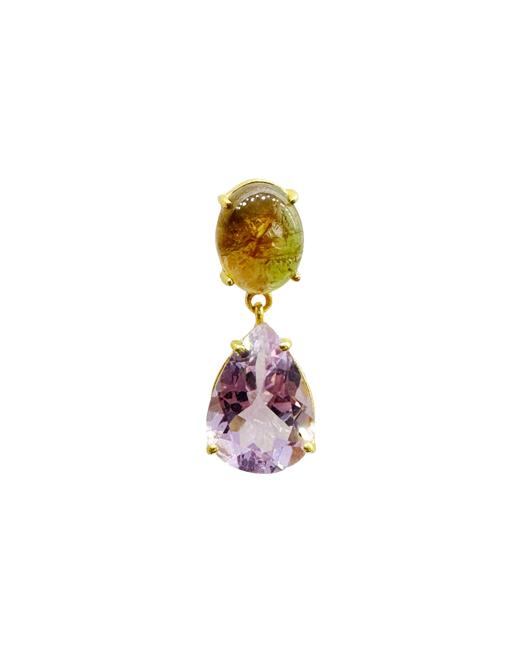 Boucles d’oreille en argent Doré et Pierre Semi-Précieuse G30B