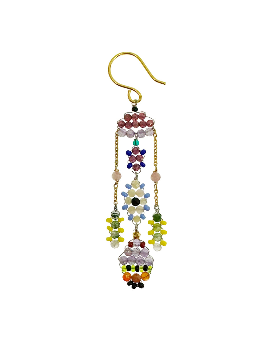 oucles d’oreille en Laiton Doré et Pierre Semi-Précieuse  Z30