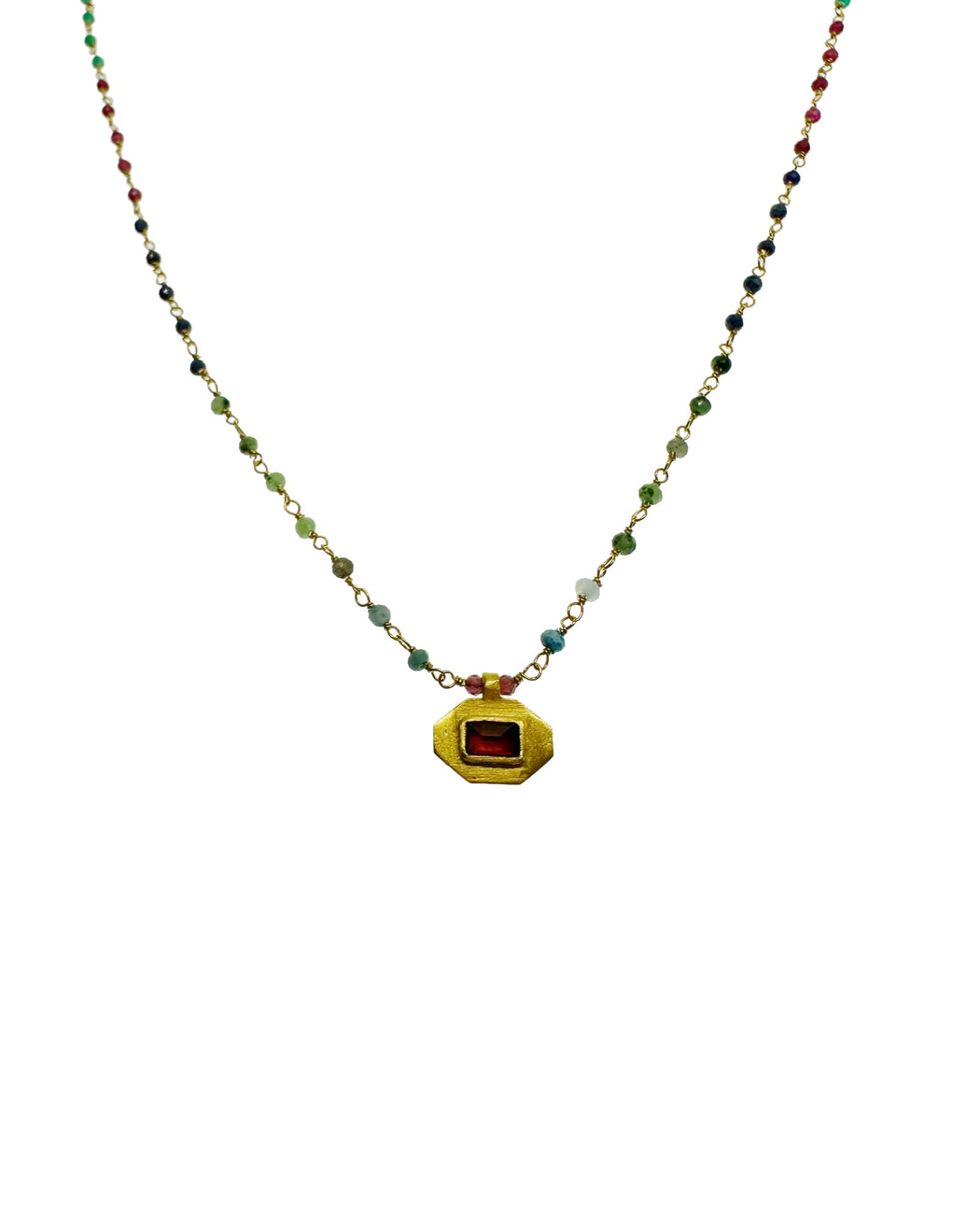 Collier en Laiton Doré et Pierre Semi-Précieuse N89