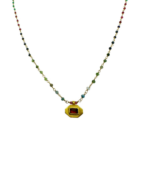 Collier en Laiton Doré et Pierre Semi-Précieuse N89