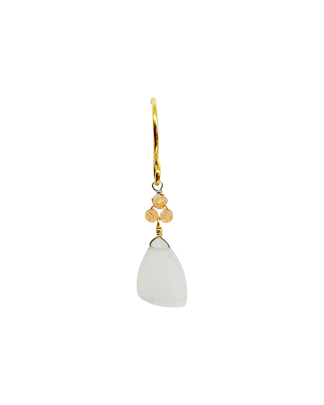 Boucles d’oreille asymétriques en laiton doré et Pierre Semi-Précieuse D18