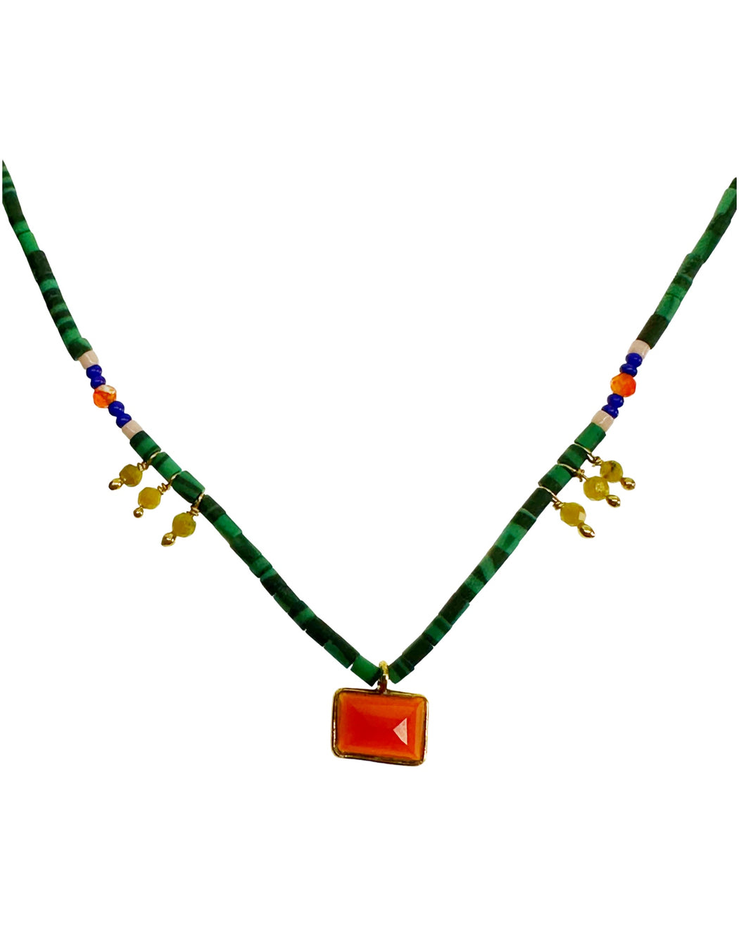 Collier en Laiton Doré et Pierre Semi-Précieuse BL8