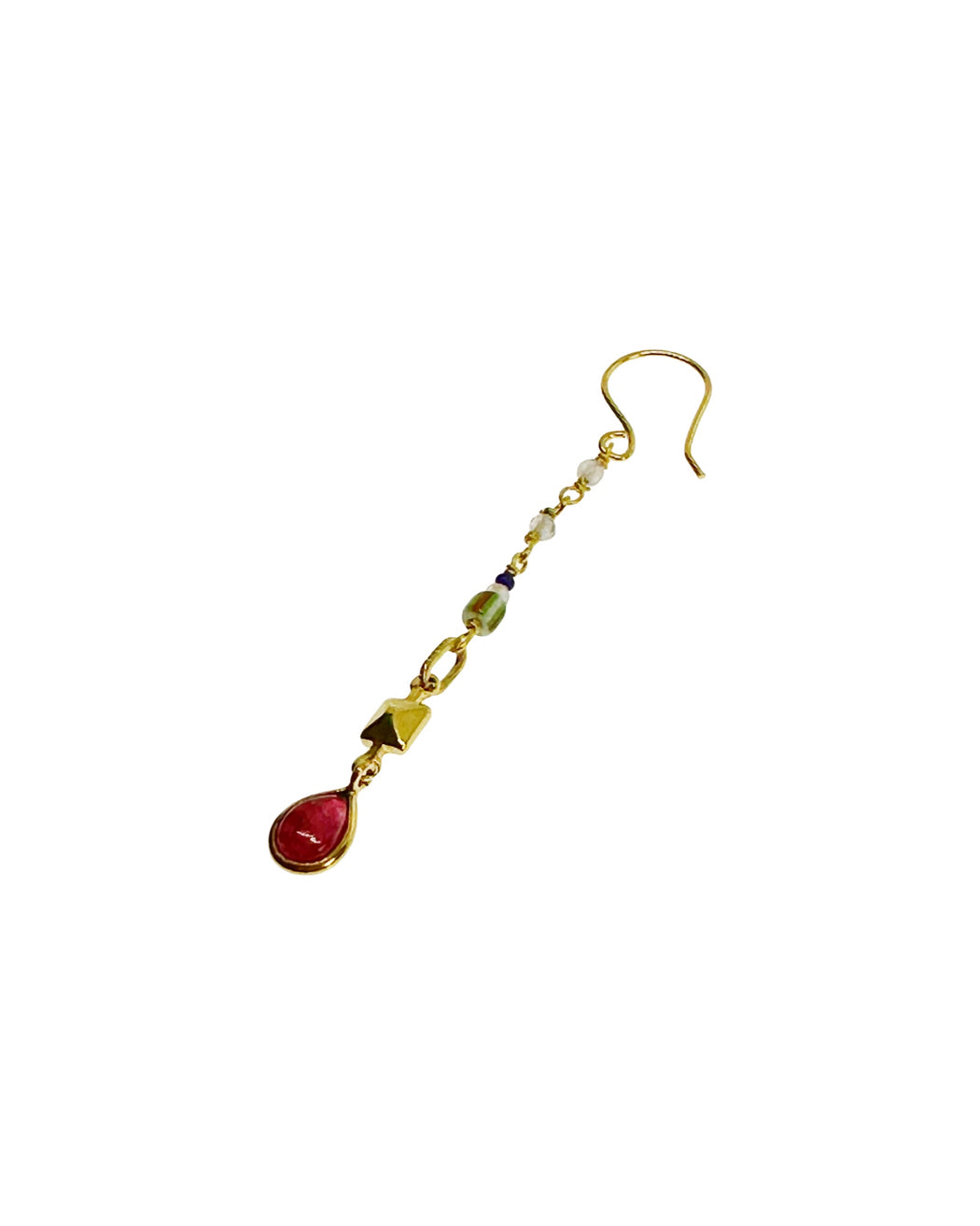 Boucle d’oreille en Laiton Doré et Pierre Semi-Précieuse LF26