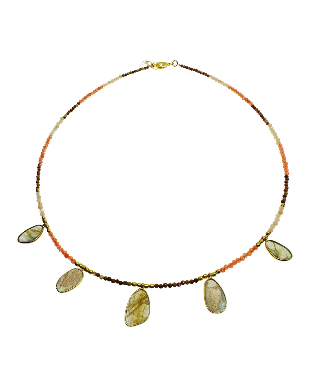 Collier en Laiton Doré et Pierre Semi-Précieuse N82