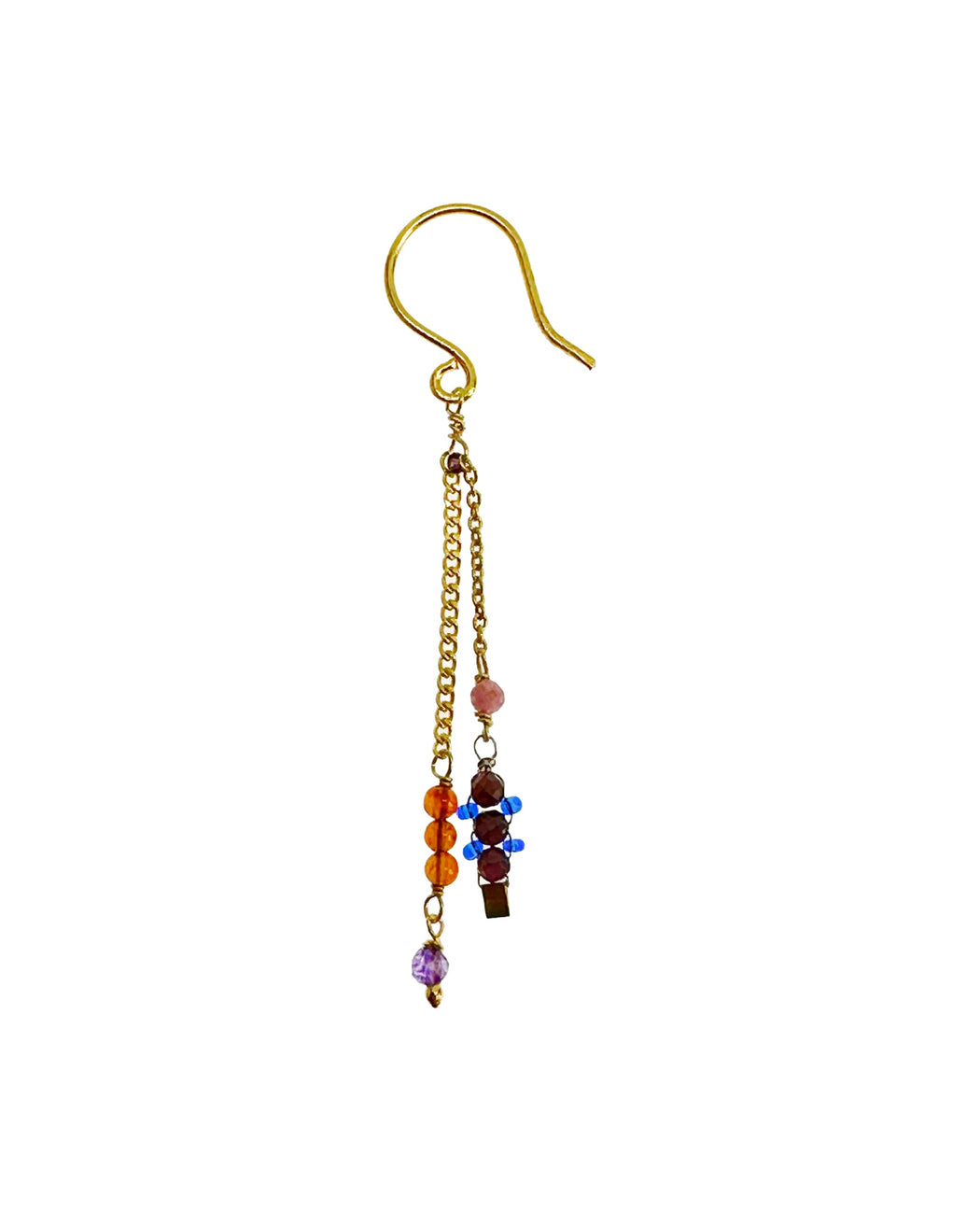 Boucles d’oreille asymétriques en laiton doré et Pierre Semi-Précieuse D5
