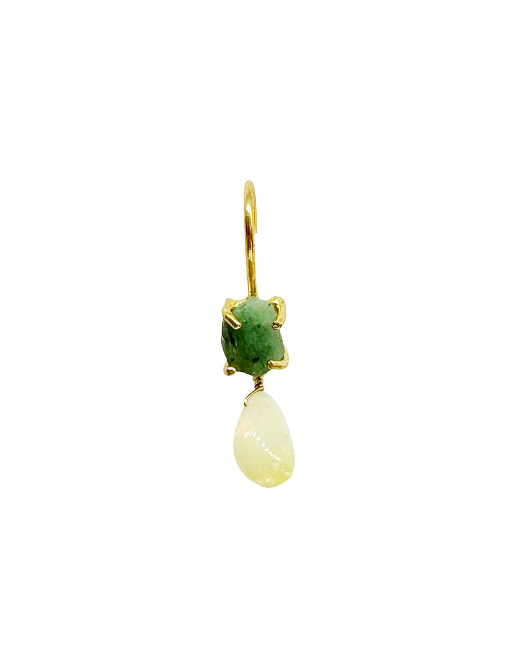 Boucles d’oreille asymétriques en laiton doré et Pierre Semi-Précieuse D16