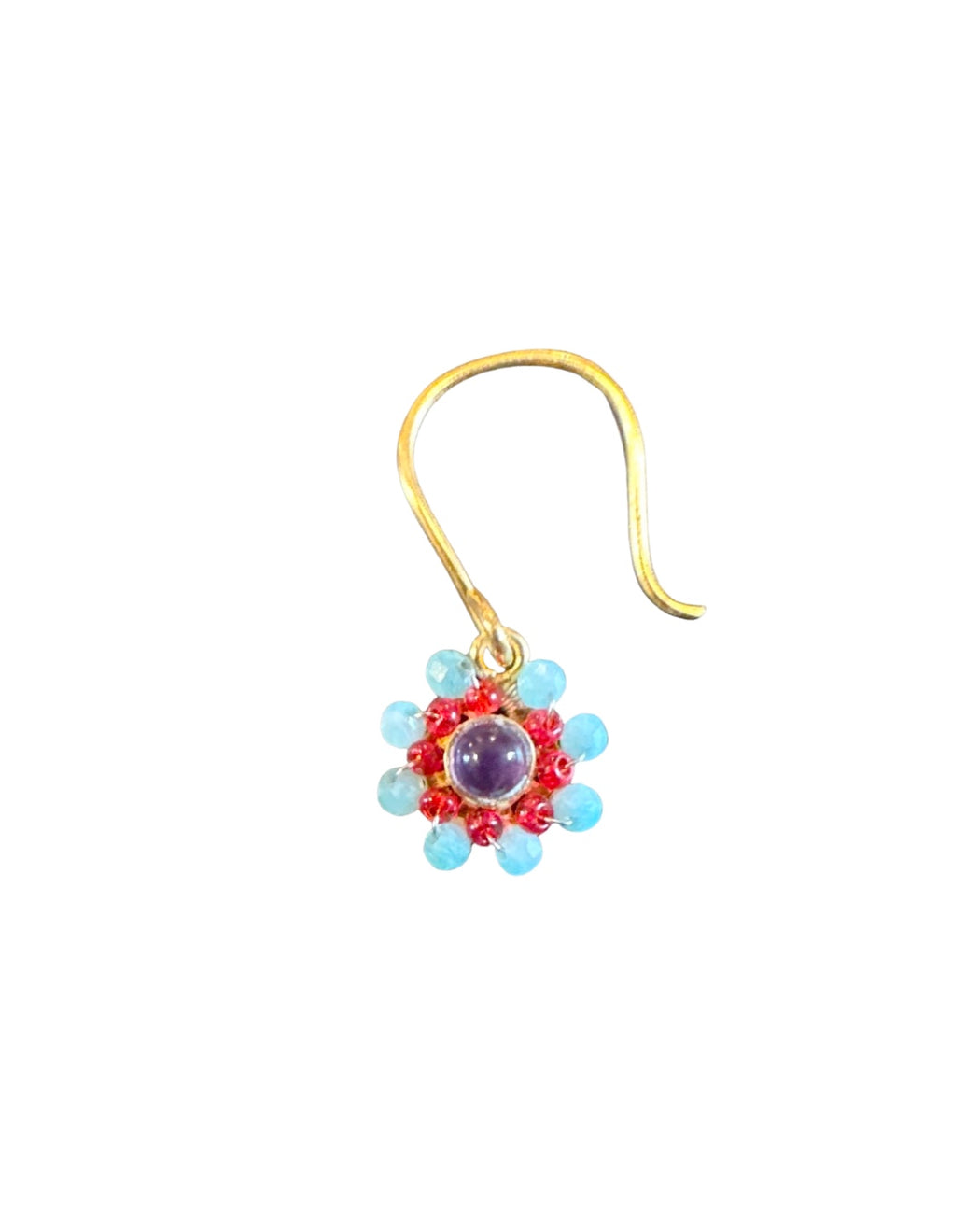 Boucles d'Oreille  en Laiton Doré et Pierre Semi-Précieuse LF42