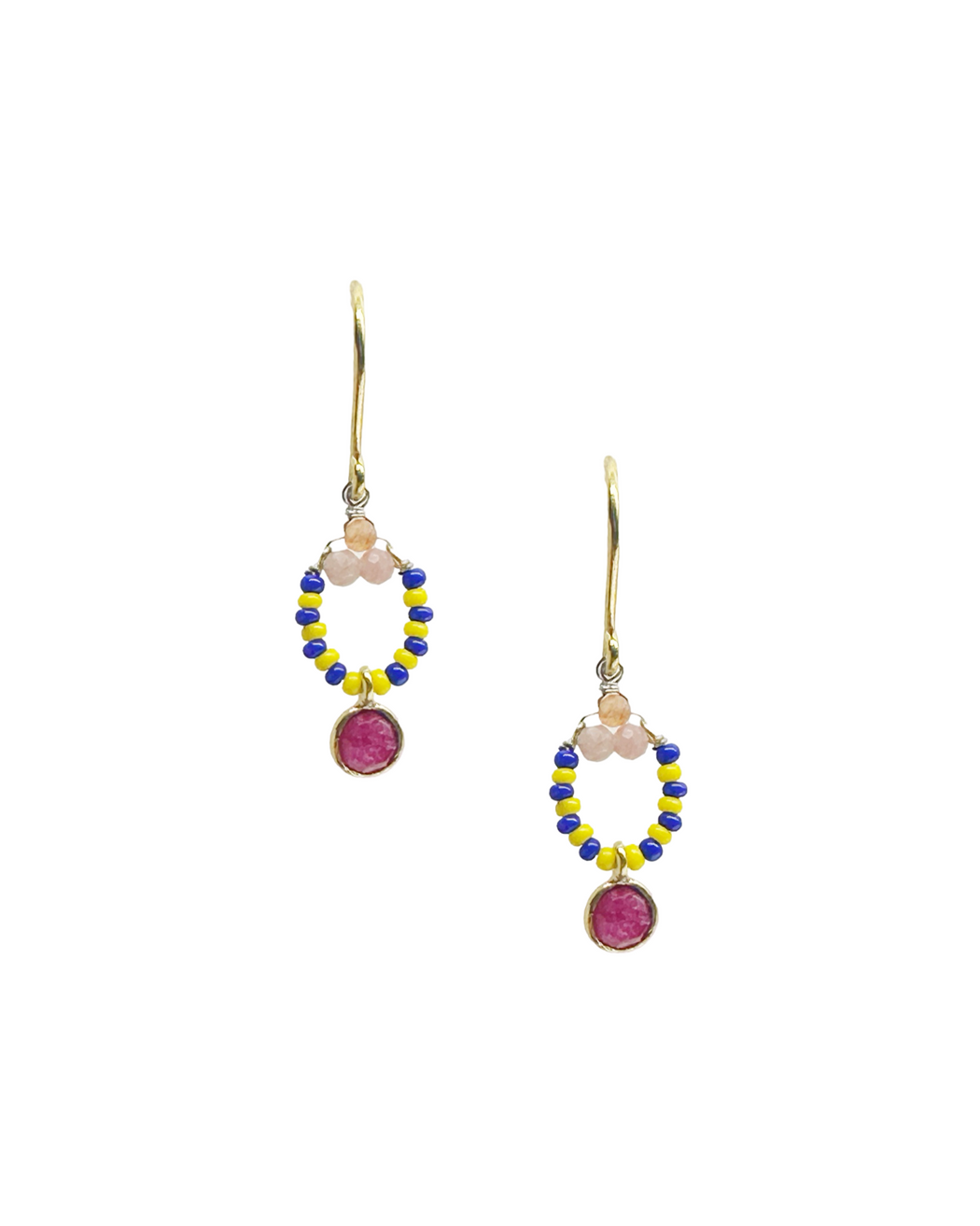 Boucles d’oreille en Laiton Doré et Pierre Semi-Précieuse  Z9