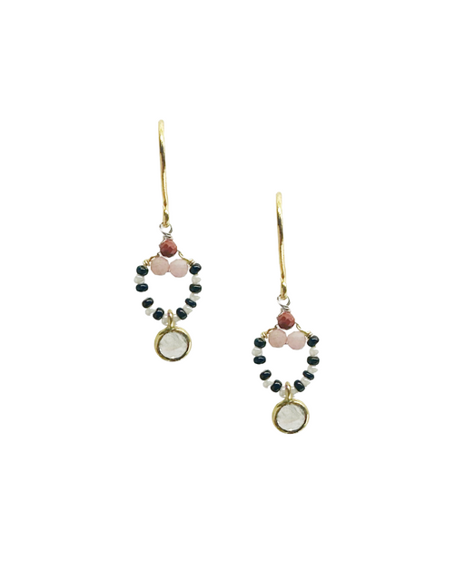 Boucles d’oreille en Laiton Doré et Pierre Semi-Précieuse  Z10