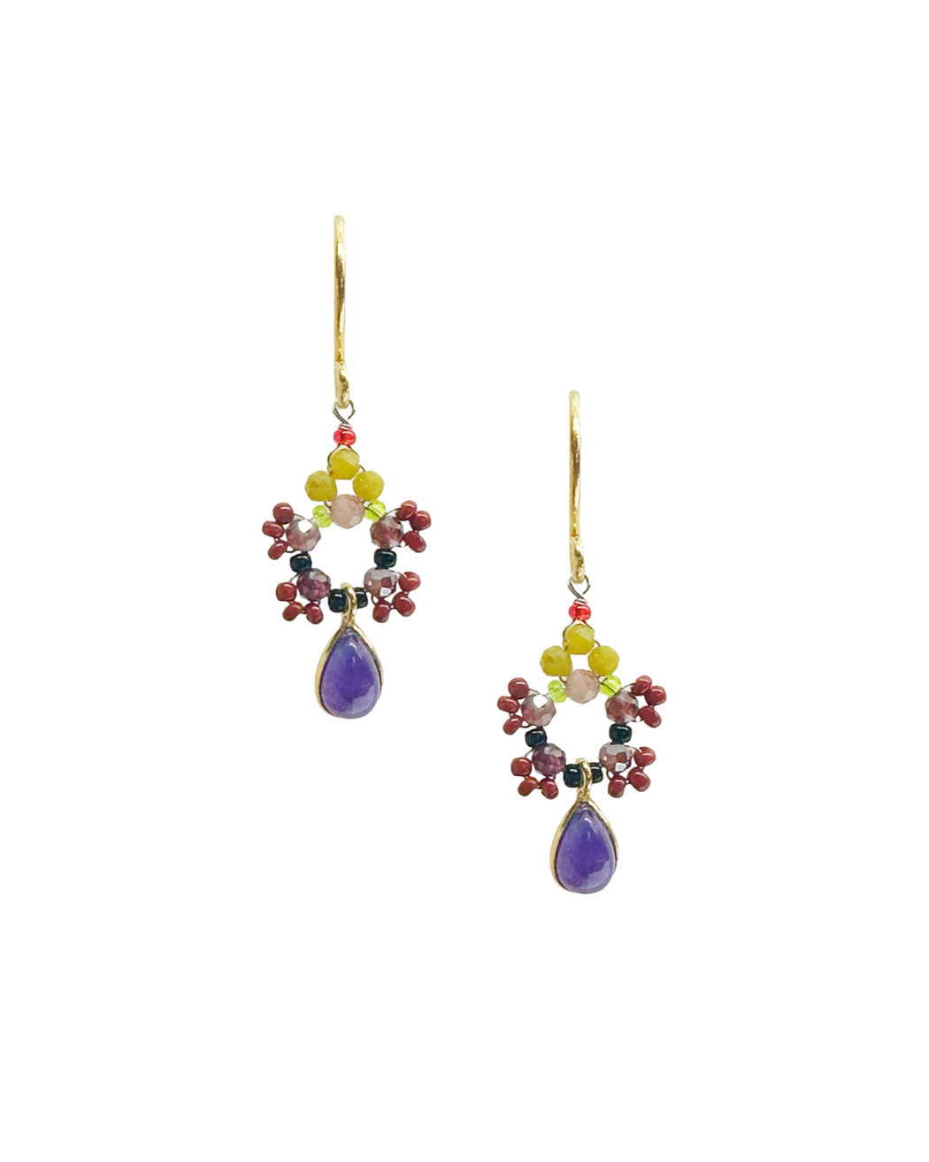 Boucles d’oreille en Laiton Doré et Pierre Semi-Précieuse  Z13