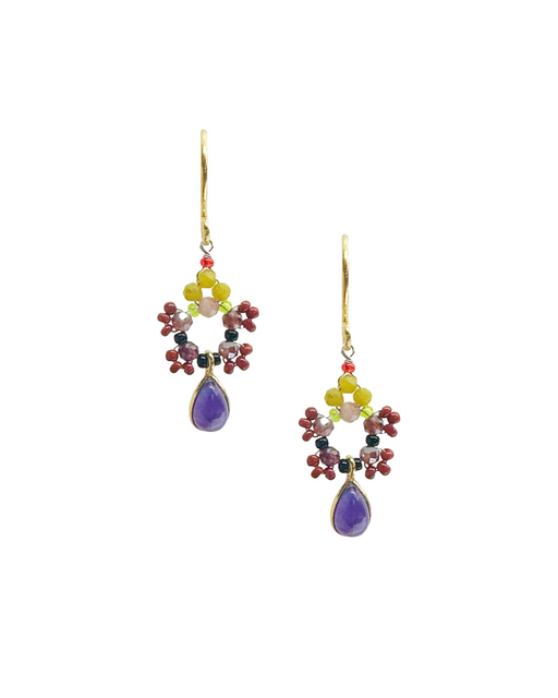 Boucles d’oreille en Laiton Doré et Pierre Semi-Précieuse  Z13