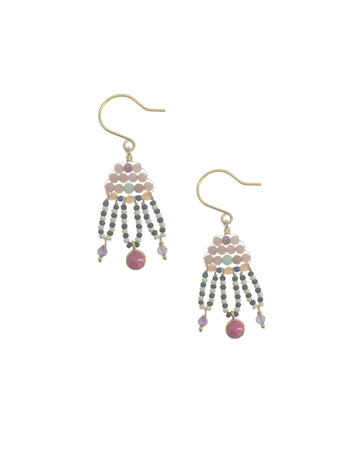 Boucles d’oreille en Laiton Doré et Pierre Semi-Précieuse  Z18