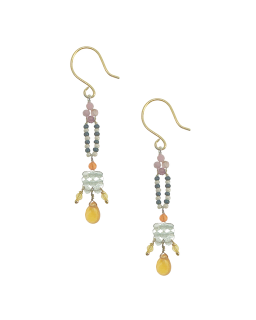 Boucles d’oreille en Laiton Doré et Pierre Semi-Précieuse  Z19