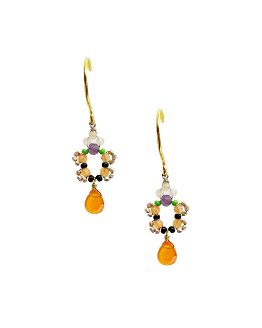 Boucles d’oreille en Laiton Doré et Pierre Semi-Précieuse  Z22