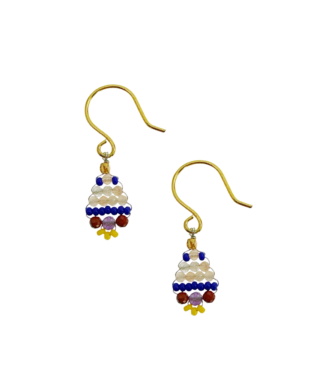 Boucles d’oreille en Laiton Doré et Pierre Semi-Précieuse  Z24