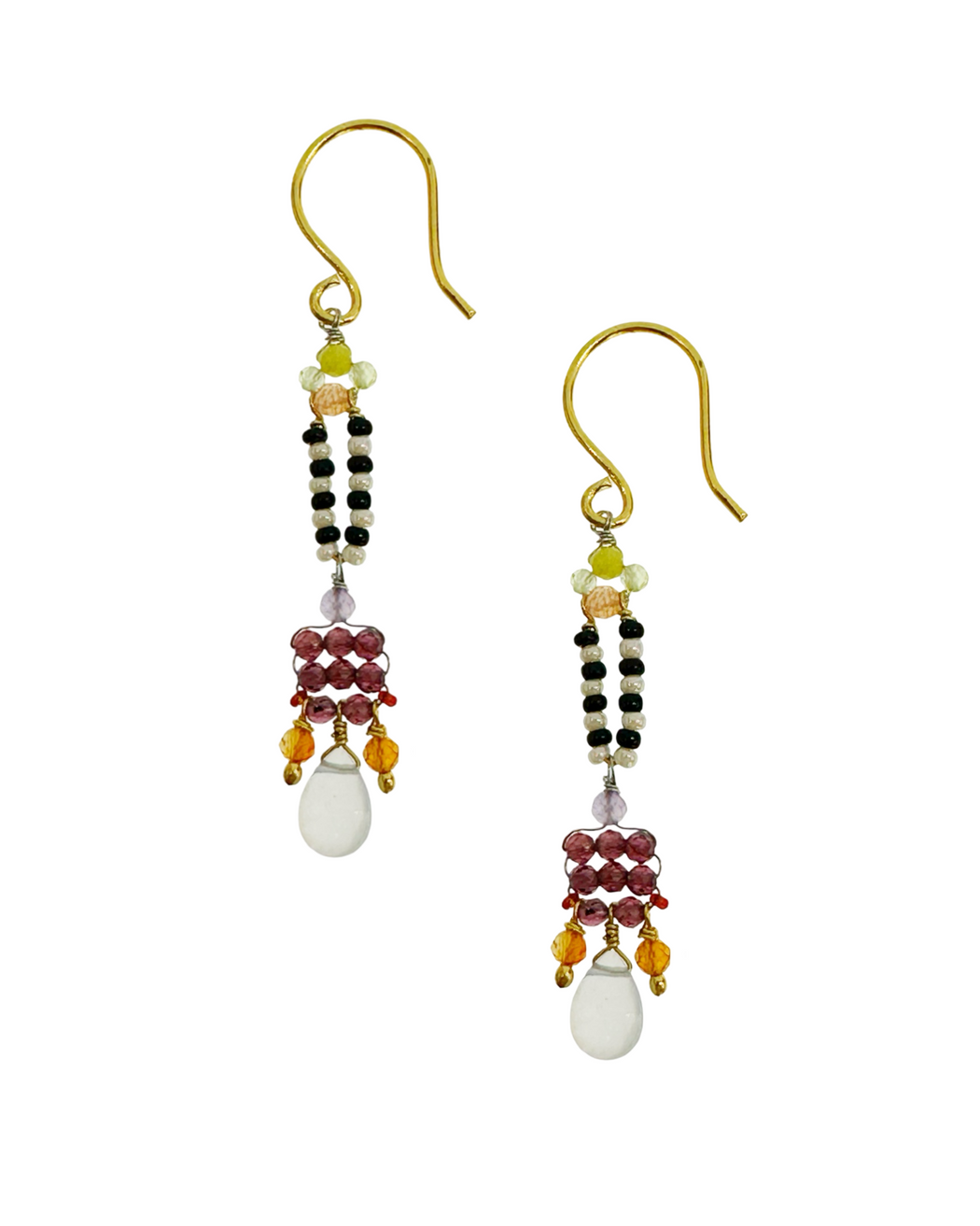 Boucles d’oreille en Laiton Doré et Pierre Semi-Précieuse  Z27