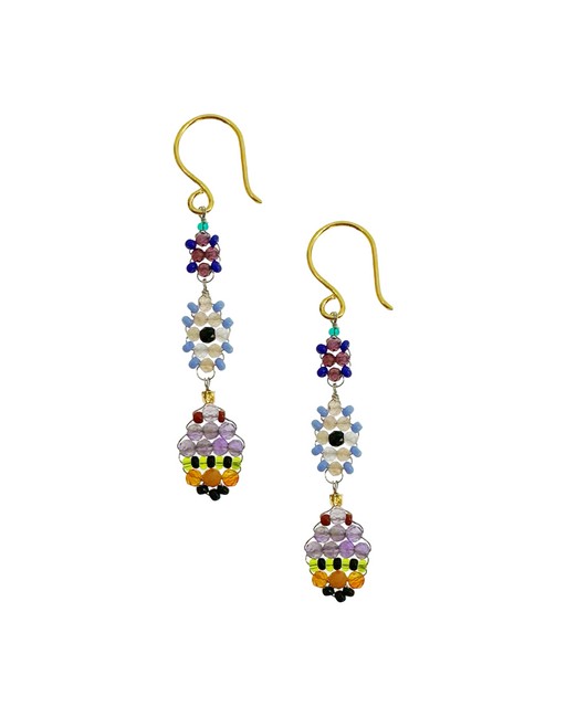 Boucles d’oreille en Laiton Doré et Pierre Semi-Précieuse  Z29