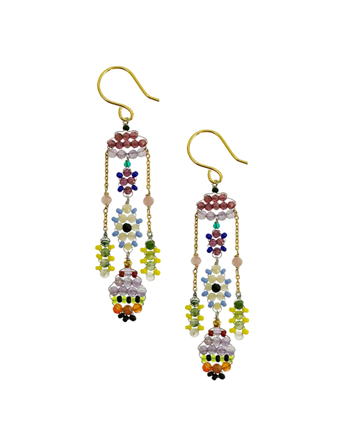 oucles d’oreille en Laiton Doré et Pierre Semi-Précieuse  Z30