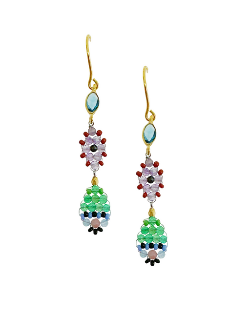 oucles d’oreille en Laiton Doré et Pierre Semi-Précieuse  Z31