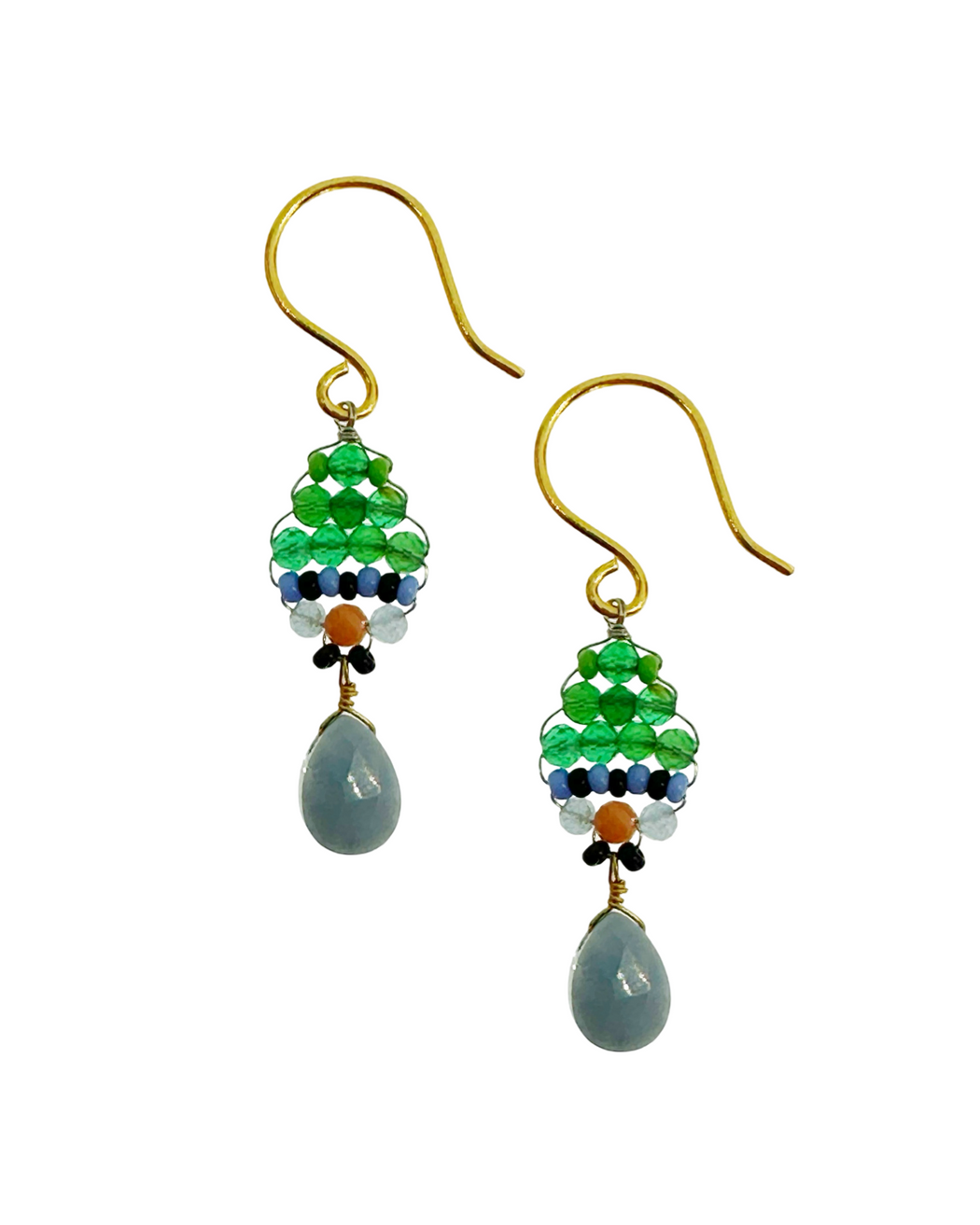 Boucles d’oreille en Laiton Doré et Pierre Semi-Précieuse  Z32