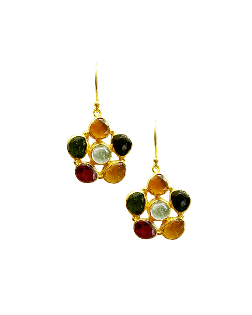 Boucles d’oreille en argent Doré et Pierre Semi-Précieuse G26